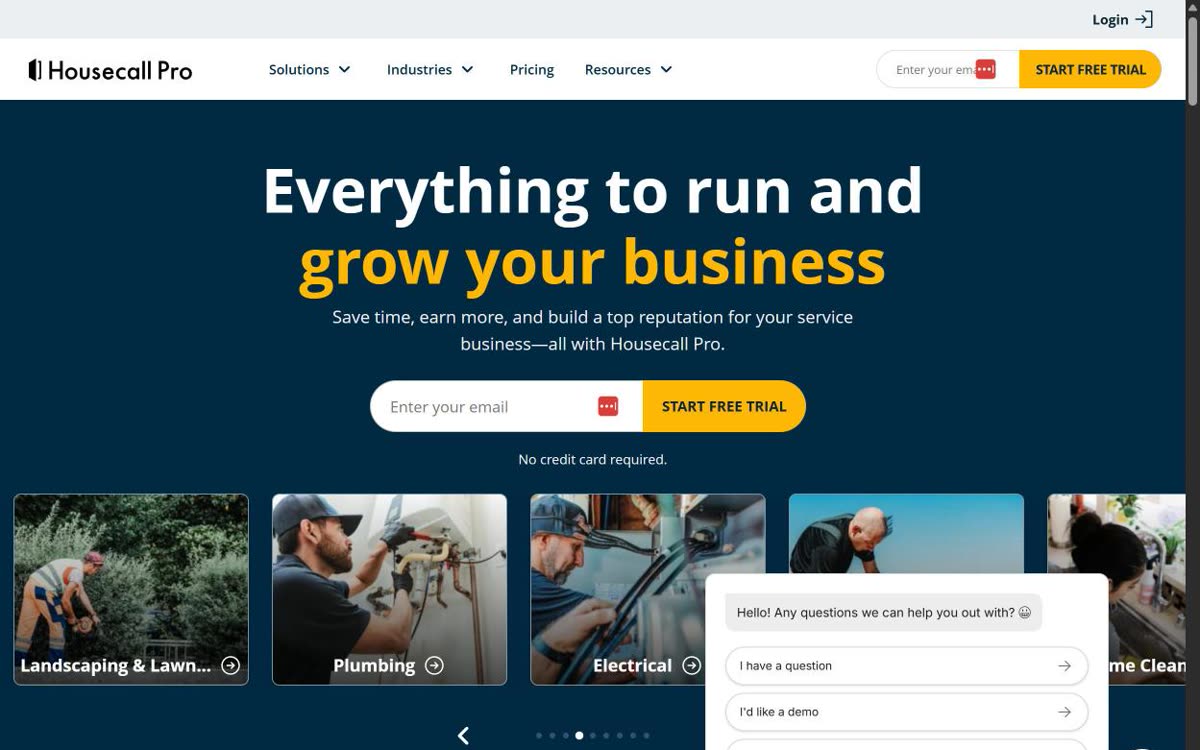 Screenshot of the Housecall Pro website