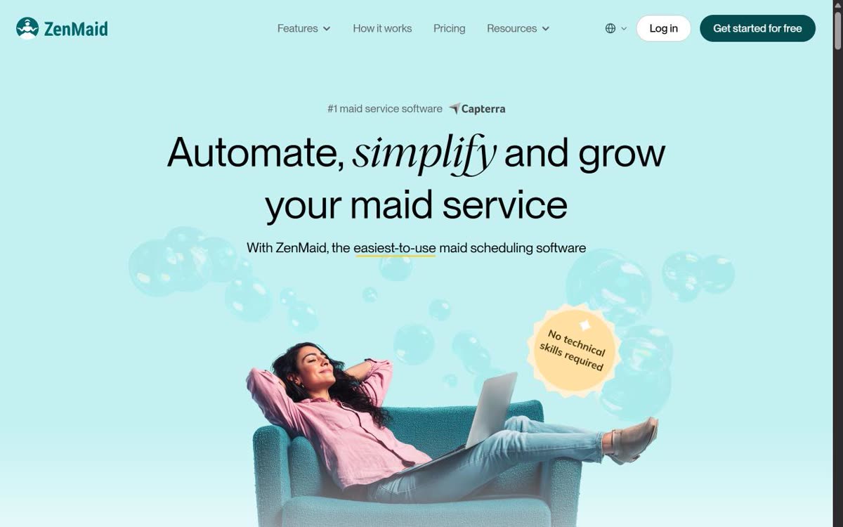 Screenshot of the ZenMaid website